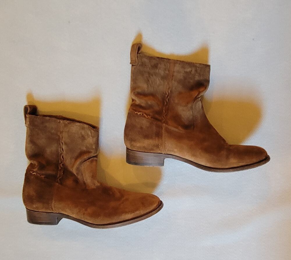 FRYE Cara Short Suede Boots - Brown - Women's Size 8